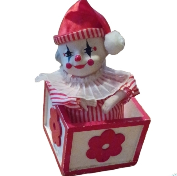 🏍vintage Red and White Jack-in-the-Box Toy - Picture 2 of 10
